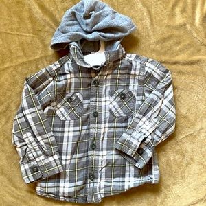 Boys Butto Down Plaid with Hood